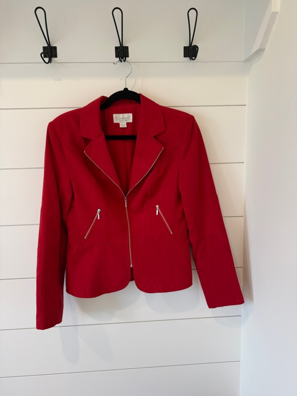 Conrad C Collection Women's Red Zip  Faux Suede Jacket Size 6